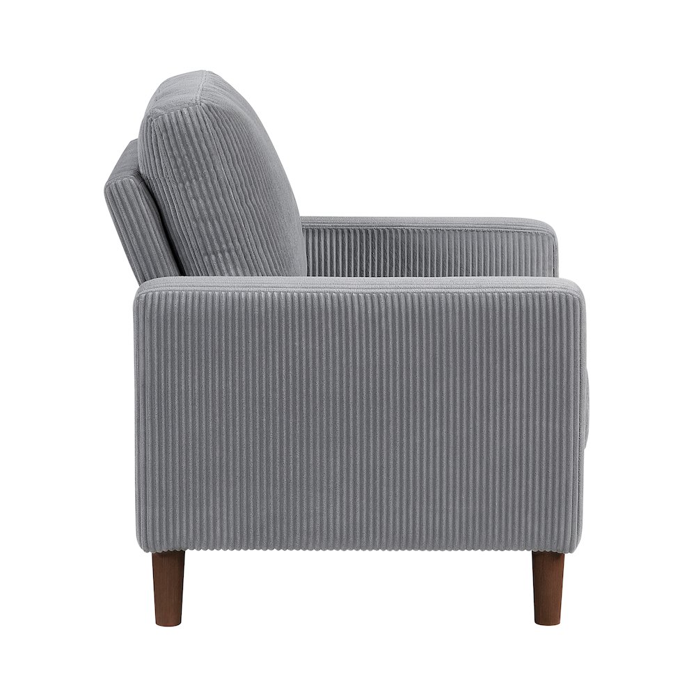 Crandall Corduroy Chair in Gray. Picture 8