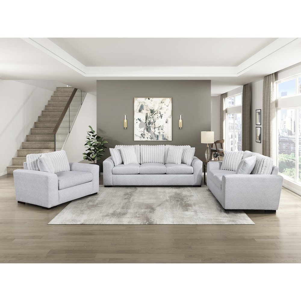 Athena Textured Love Seat in Gray. Picture 3