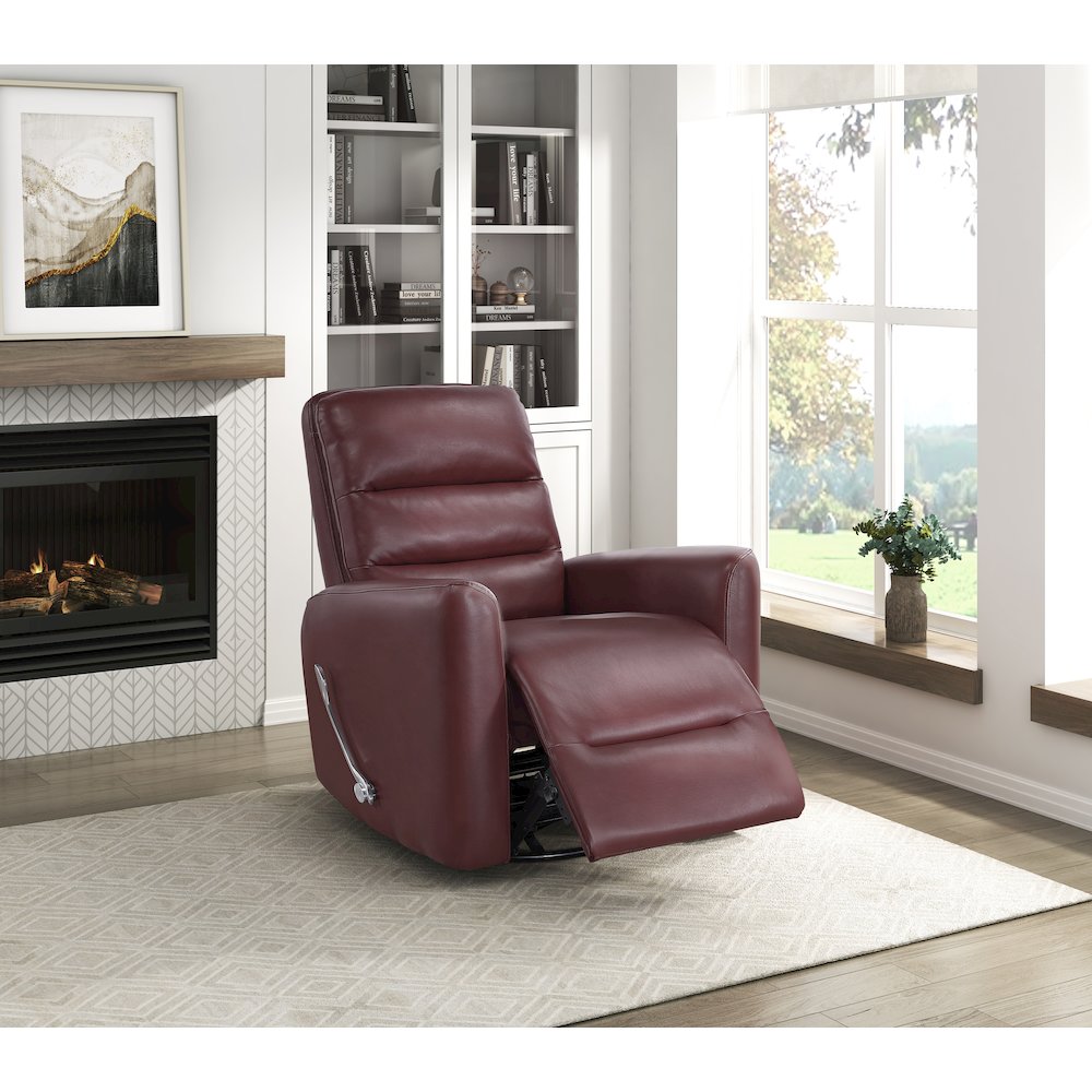 Dimitri Faux Leather Swivel Glider Reclining Chair in Red. Picture 2