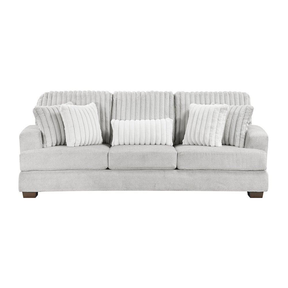 Santiago Microfiber 3pc Set: Sofa, Loveseat, Chair in Light Gray. Picture 12