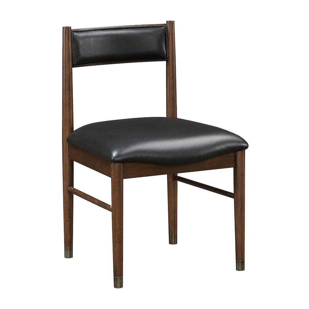 Clive Leather Dining Side Chair, Set of 2 in Black. Picture 2