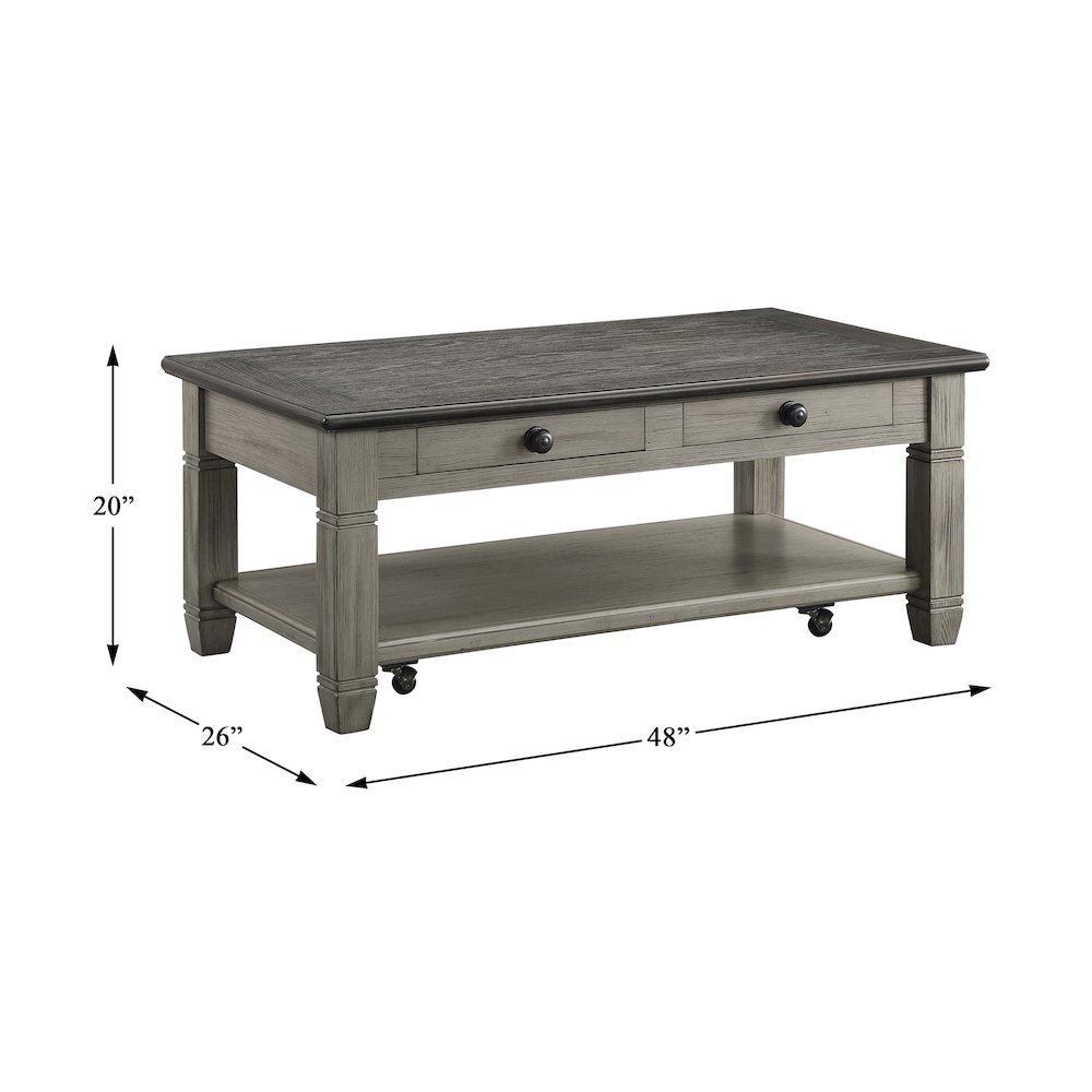 Granby Pine Cocktail Table in 2-Tone Finish (Coffee and Antique Gray). Picture 5