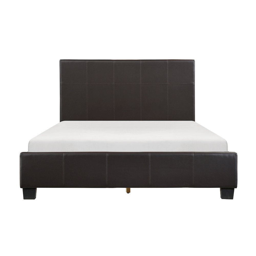 Lorenzi Faux Leather Queen Bed in Dark Brown. Picture 4