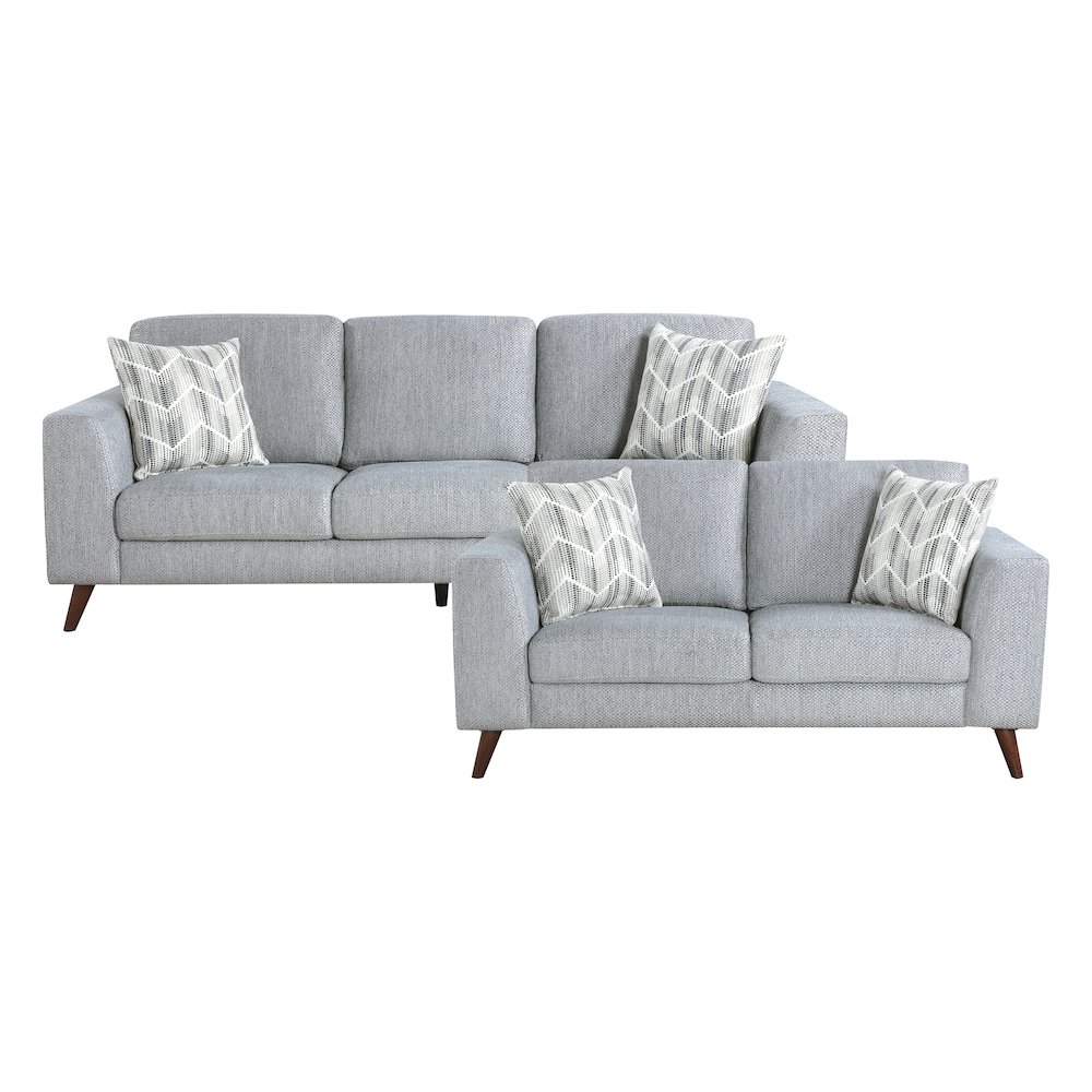 Broadway Chenille 2pc Set: Sofa, Loveseat in Blue-Gray. Picture 3
