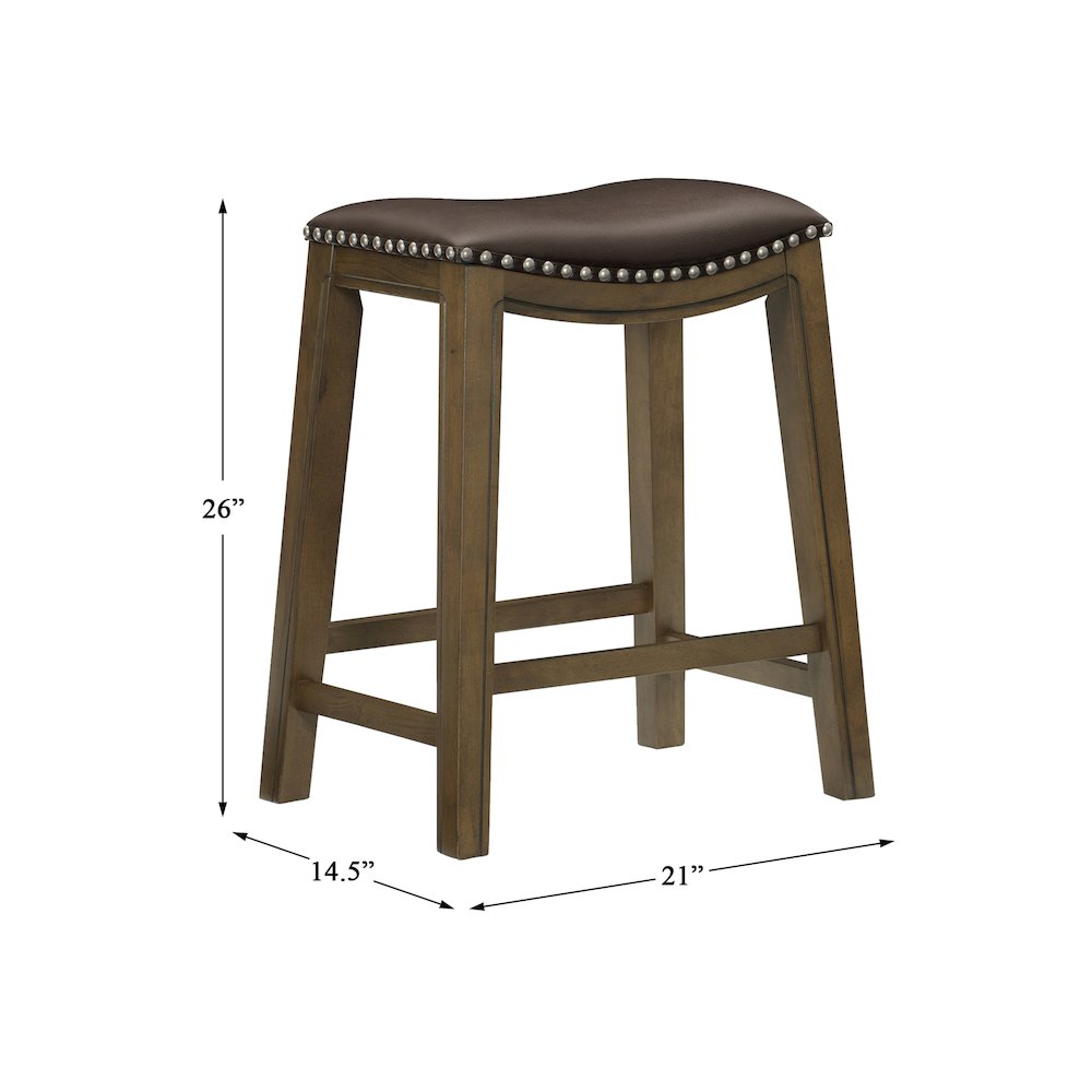 Ordway Solid Wood 24" Height Saddle Stool in Brown. Picture 4