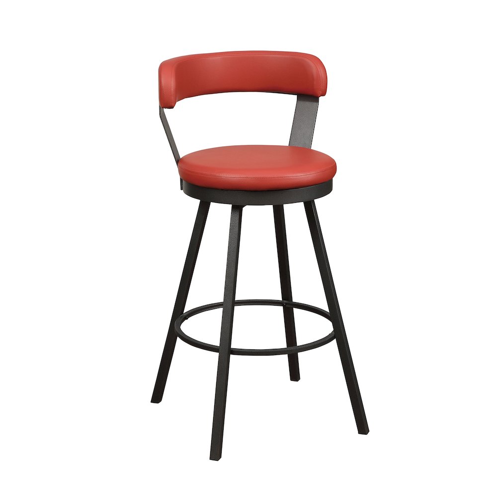 Appert Metal Swivel Pub Height Chair,  set of 2 in Red. Picture 1