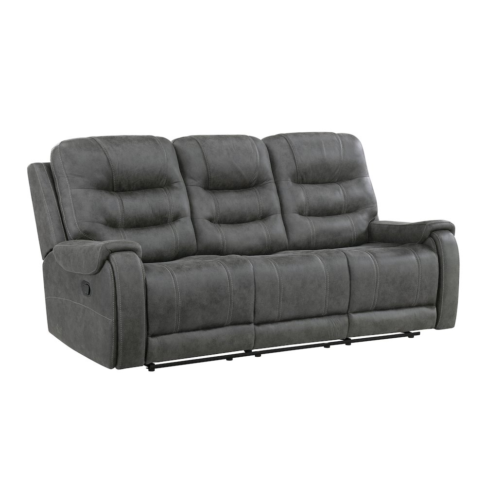 Oberon Microfiber 3pc Set: Sofa, Loveseat, Chair in Dark Gray. Picture 2