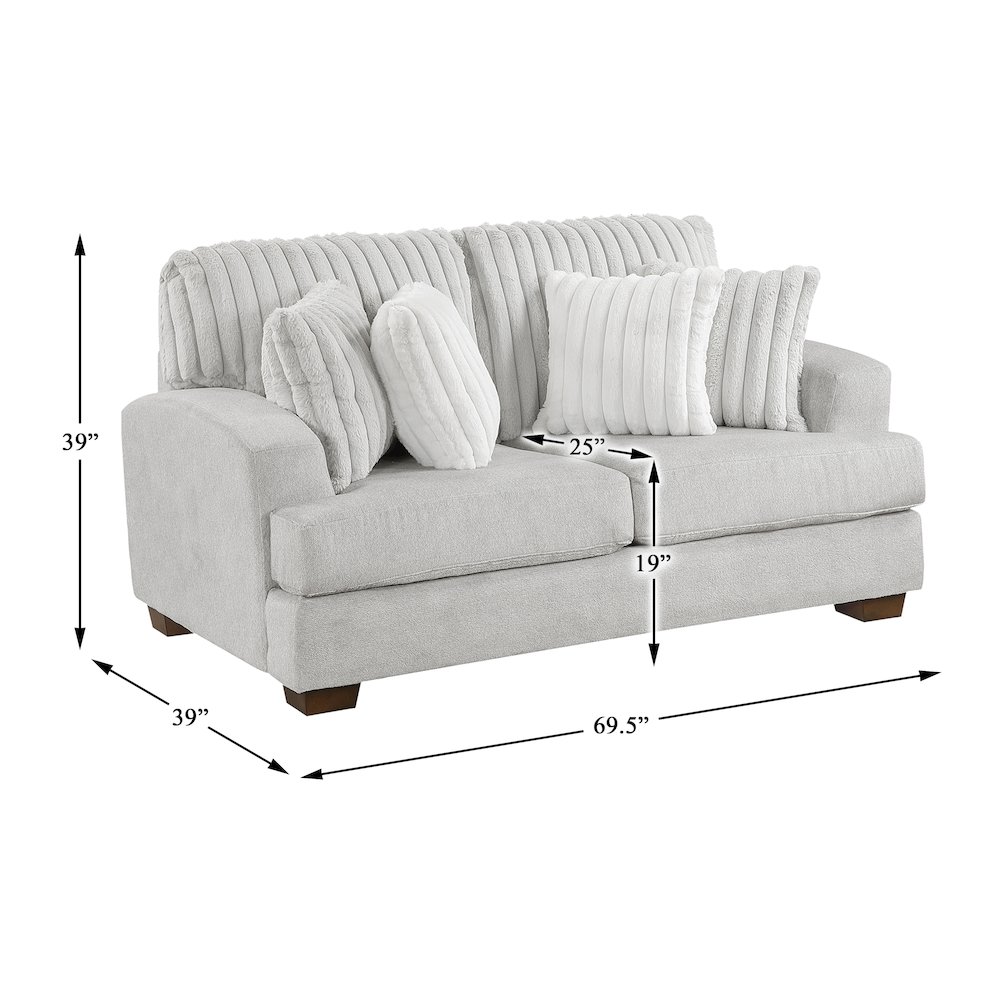 Santiago Microfiber Love Seat in Light Gray. Picture 6
