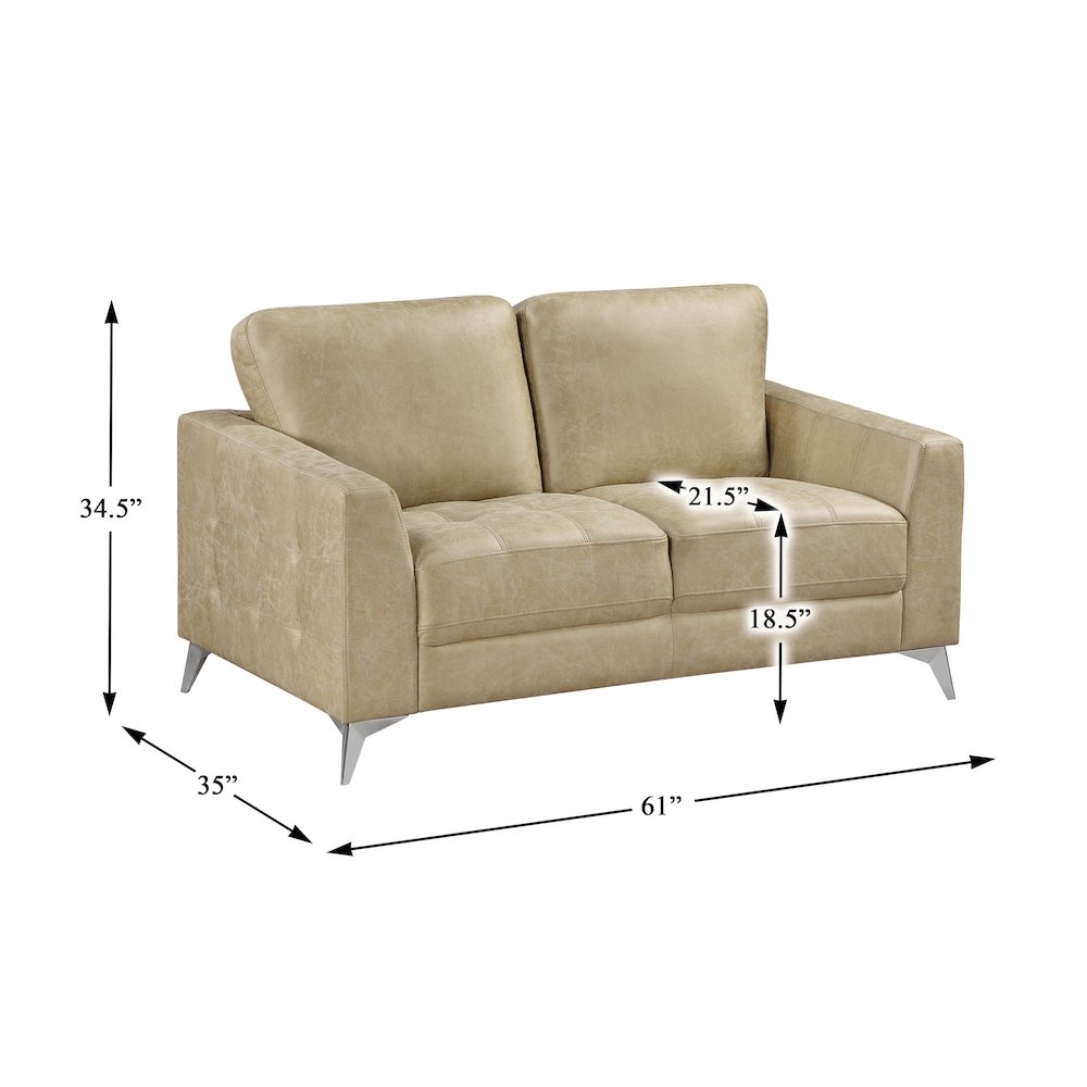Cazon Microfiber Love Seat in Sand. Picture 6