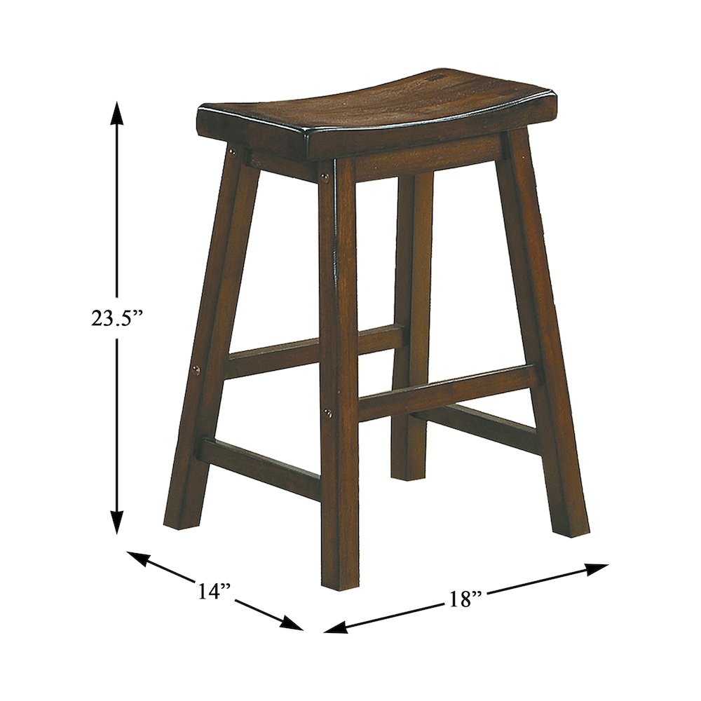 Saddleback Solid Wood 24" Height Stool, Set of 2 in Cherry Finish. Picture 4