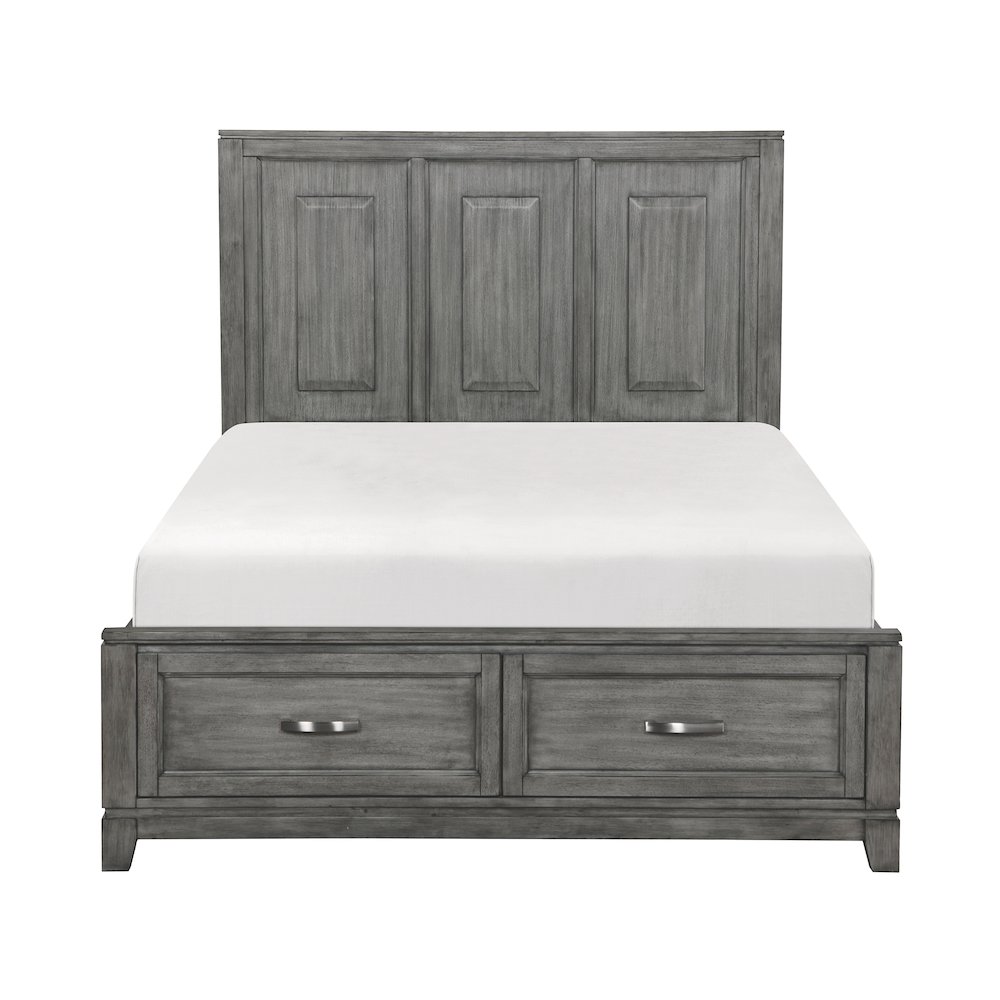 Garretson Acacia Queen Platform Bed with Footboard Storage in Gray. Picture 4
