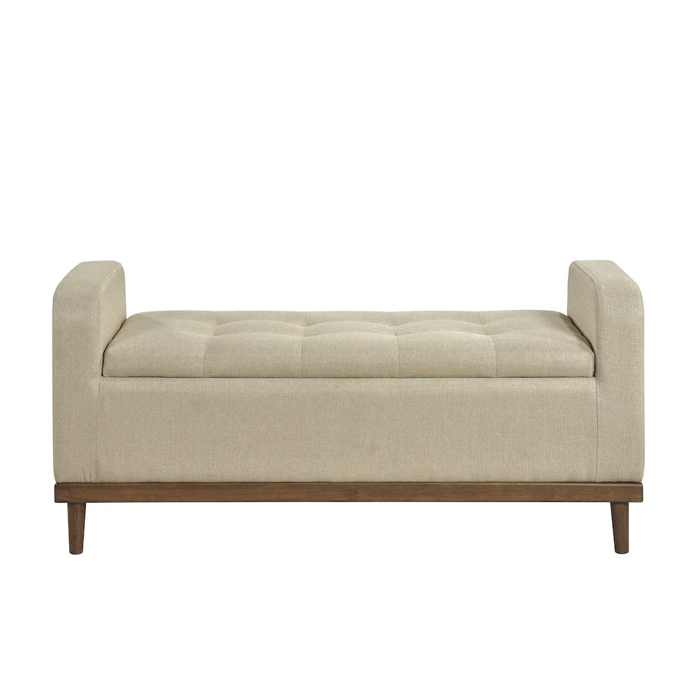 Brigitte Textured Lift Top Storage Bench in Light Brown. Picture 4