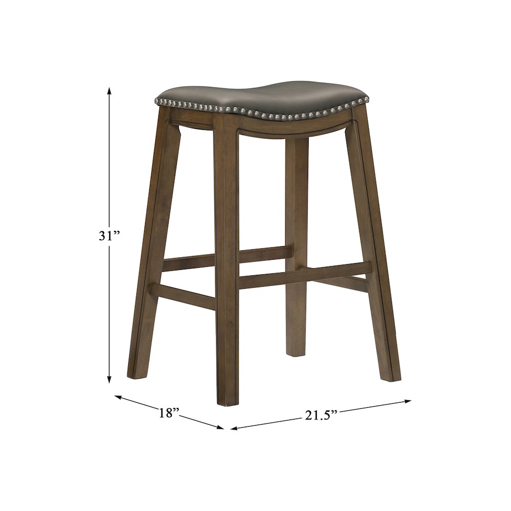 Ordway Solid Wood 29" Height Saddle Stool in Gray. Picture 4