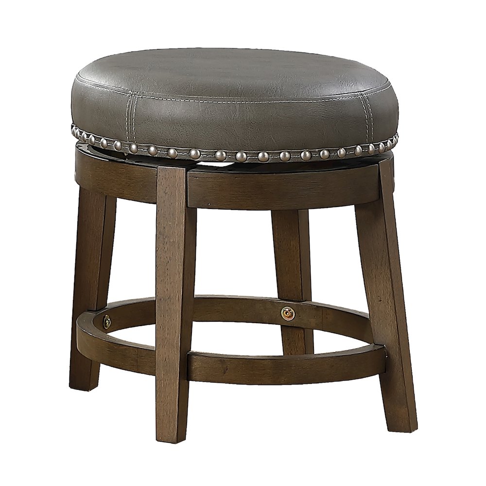 Westby Solid Wood 18" Round Swivel Stool, Set of 2 in Gray. Picture 1