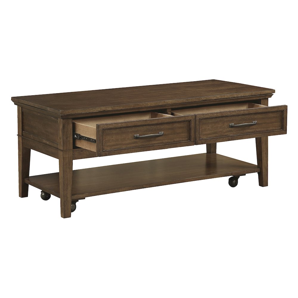 Whitley Asian Hardwood Cocktail Table in Brown. Picture 5