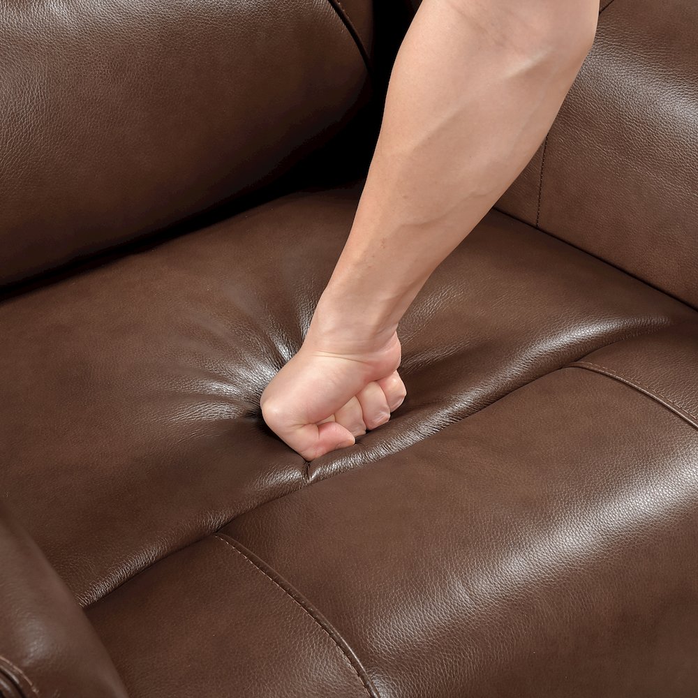 Thomas Leather Swivel Glider Reclining Chair in Toffee Brown. Picture 13