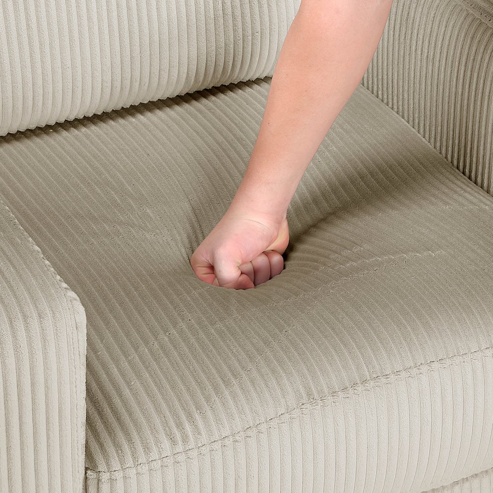 Crandall Corduroy Love Seat in Taupe. Picture 8
