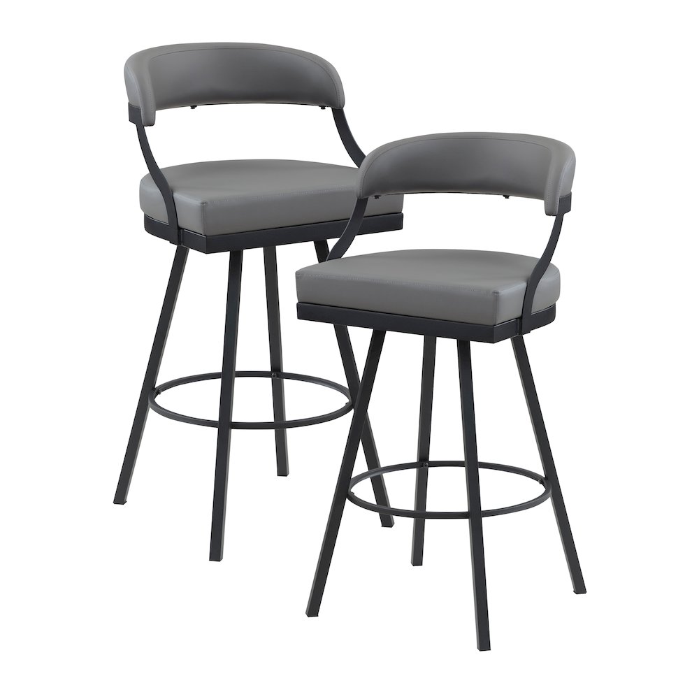 Crowley Faux leather Swivel Pub Height Chair in Gray. Picture 1