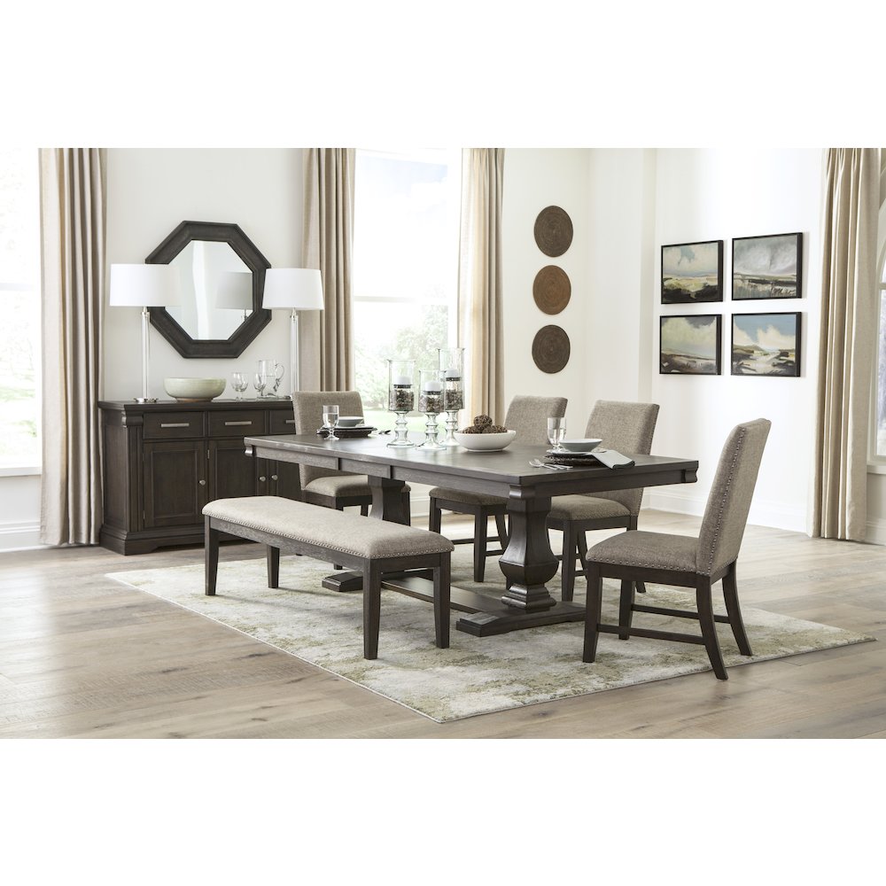 Southlake Textured Dining Room Bench in Brown. Picture 2