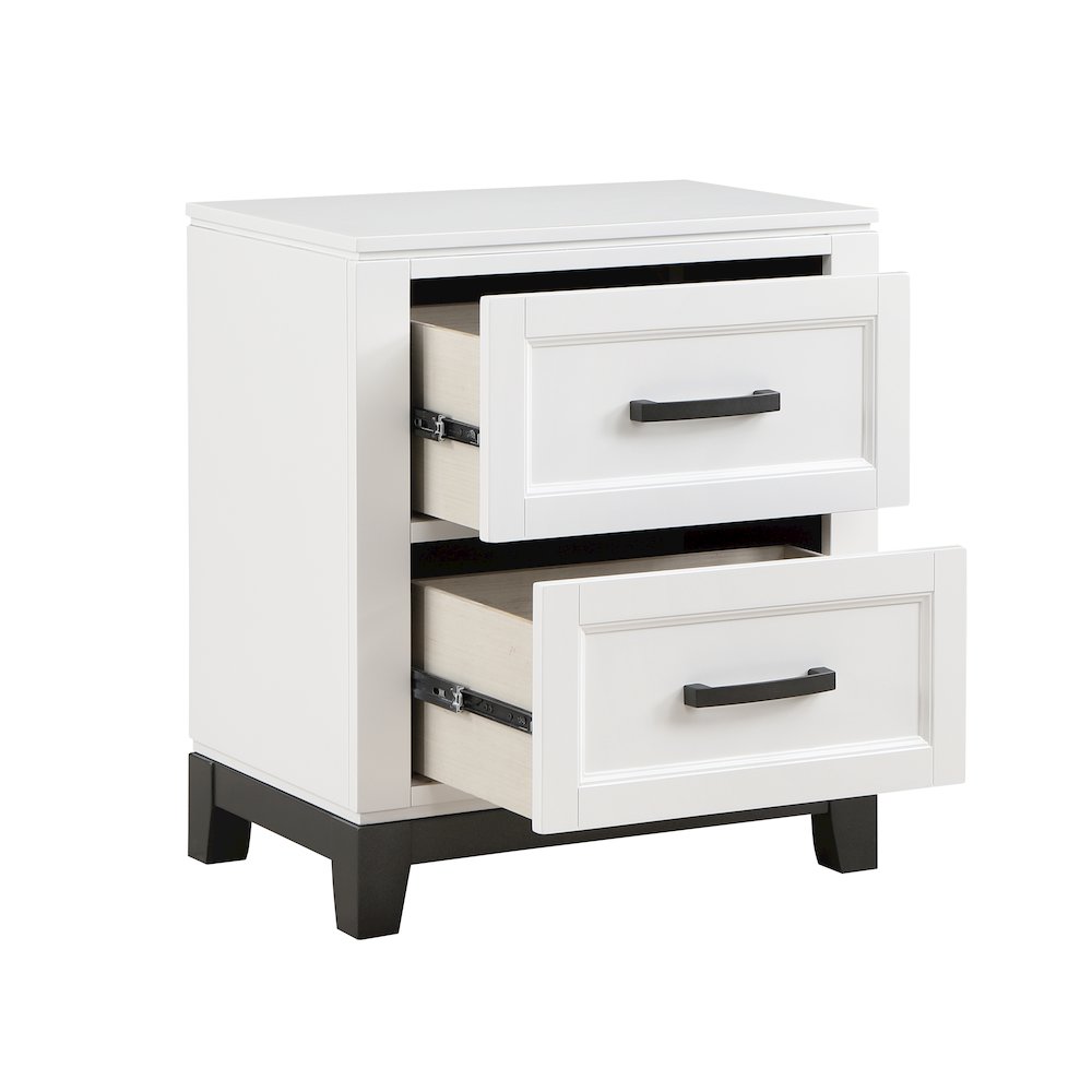 Garretson Acacia Nightstand in 2-Tone Finish (White and Metallic Gray). Picture 5