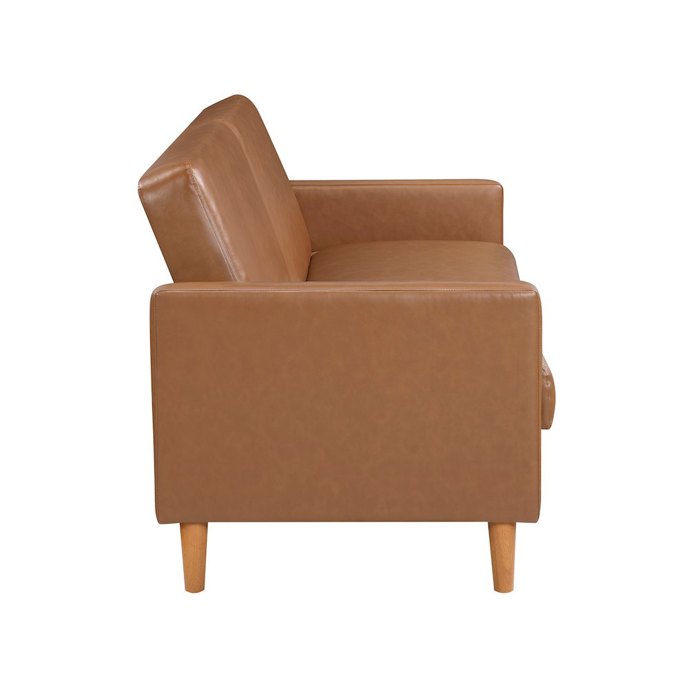 Carlton Faux Leather Elegant Lounger in Camel. Picture 9