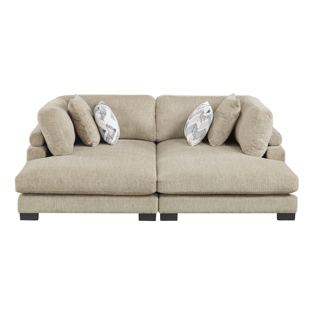Corydon Microfiber 2-Piece Chaises in Brown. Picture 5