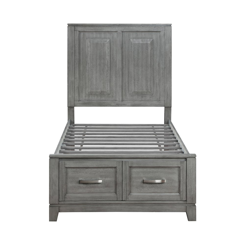 Garretson Acacia Twin Platform Bed with Footboard Storage in Gray. Picture 5