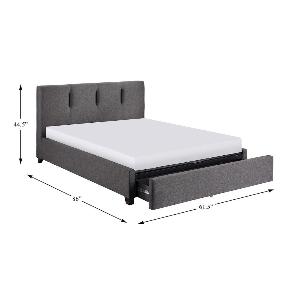 Aitana Textured Full Platform Bed with Storage Drawer in Graphite. Picture 4