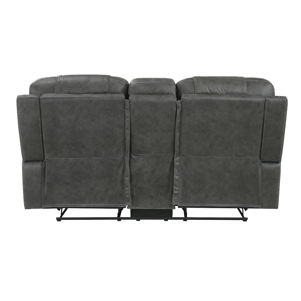 Oberon Microfiber Double Reclining Love Seat in Dark Gray. Picture 4