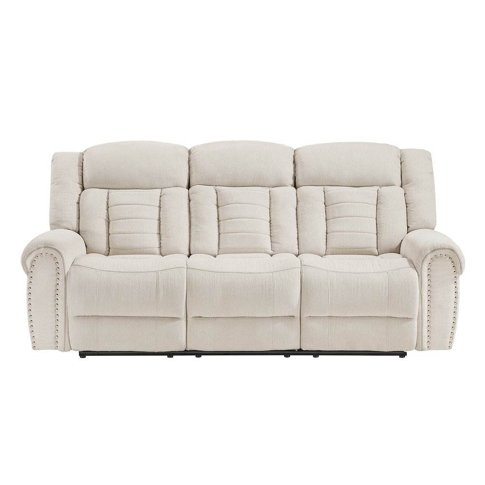 Nutmeg Chenille Double Reclining Sofa in Beige. Picture 4