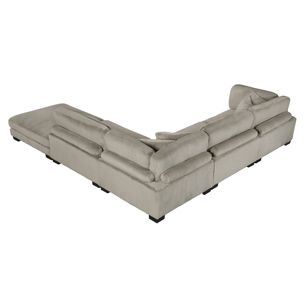 Traverse Corduroy 5-Piece Modular Sectional with Ottoman in Taupe. Picture 6