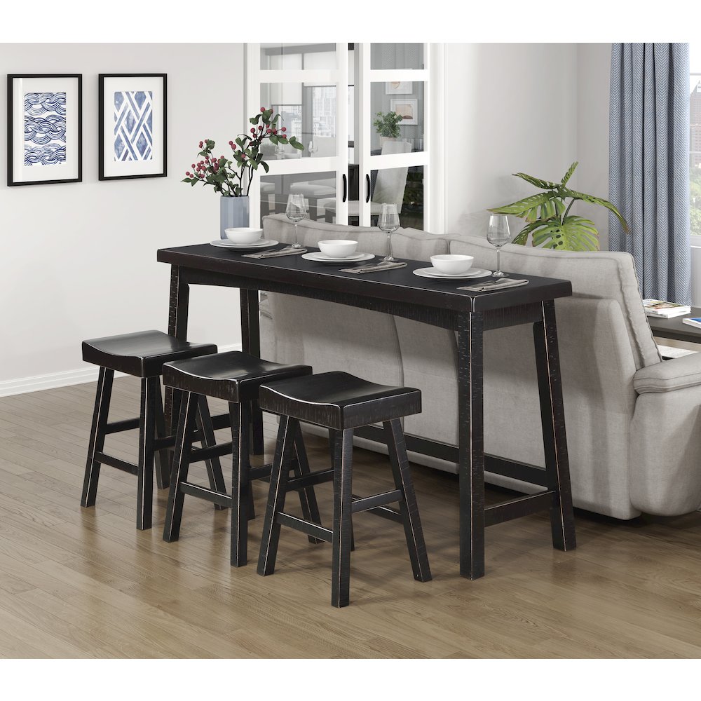 Caspian Solid Wood Counter Height Set (set of 4) in Black finish. Picture 2