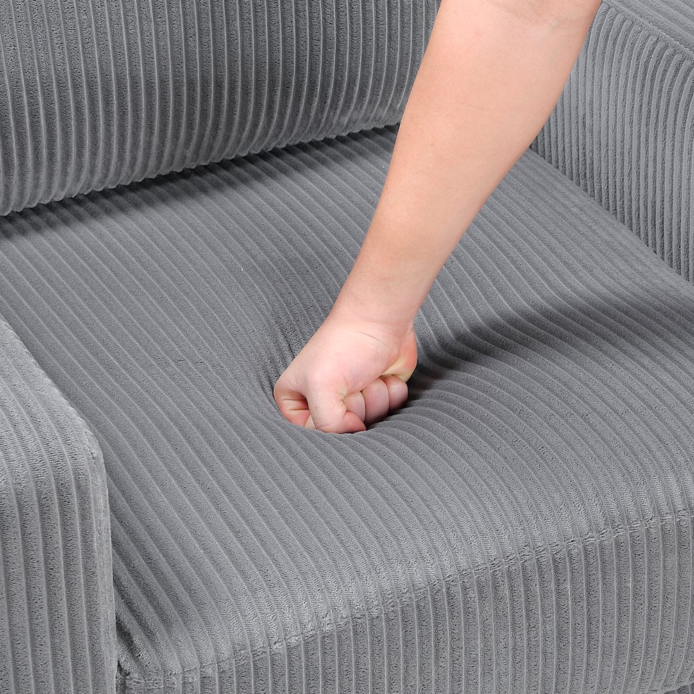Crandall Corduroy Chair in Gray. Picture 10