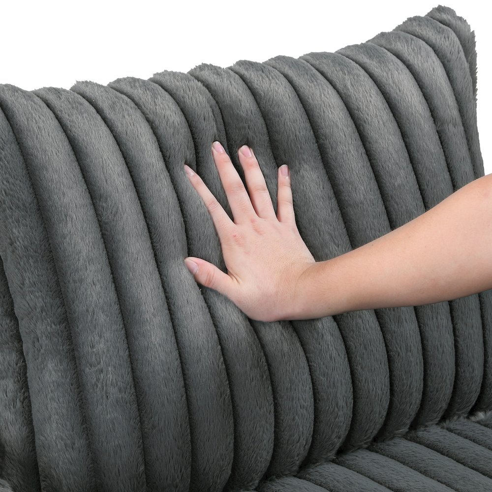 Tomball Corduroy Oversized Chaise Lounge in Dark Gray. Picture 12