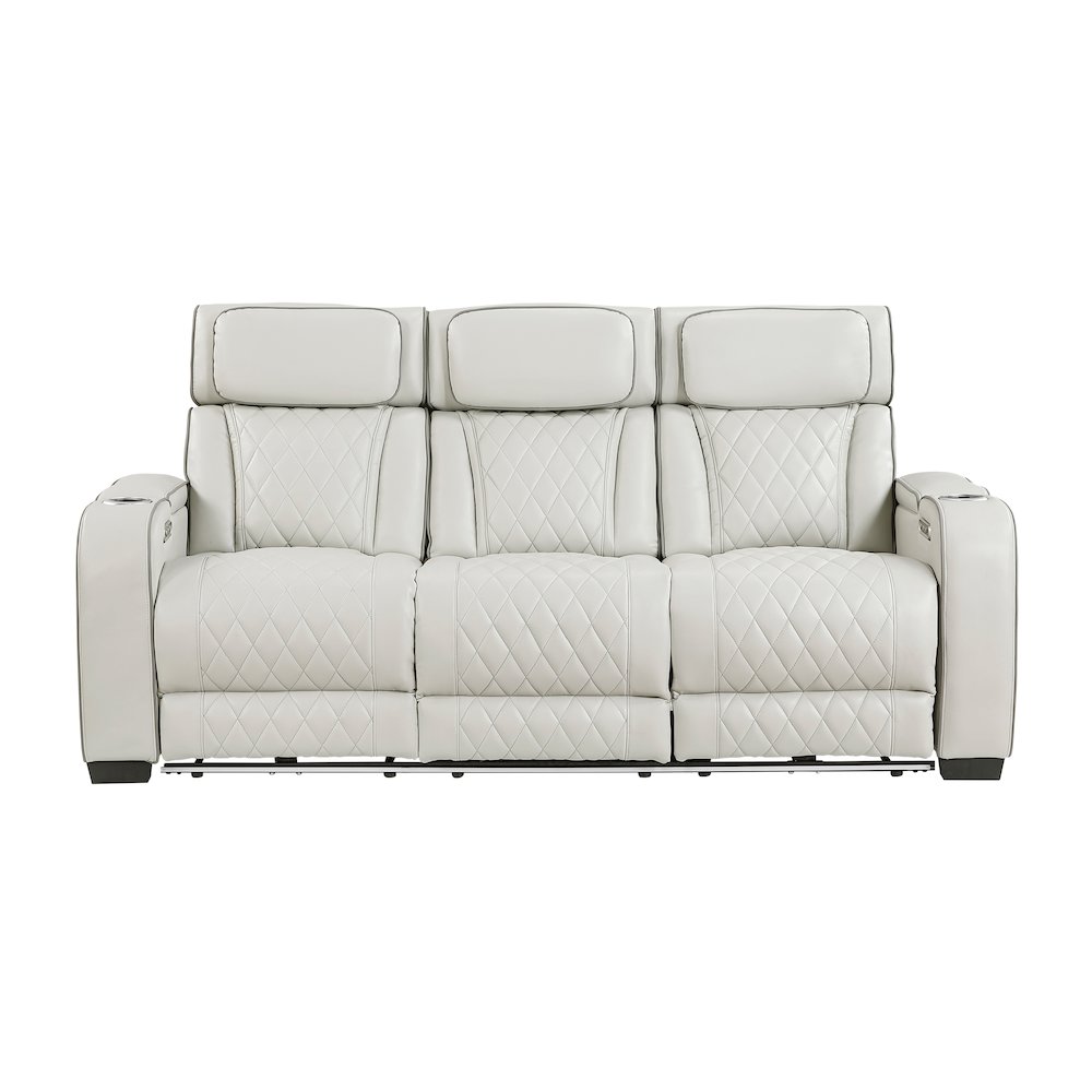 Fairway Faux Leather Power Double Reclining Sofa in Taupe. Picture 8