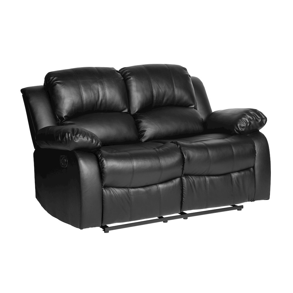 Cranley Microfiber Double Reclining Loveseat in Brown. Picture 1