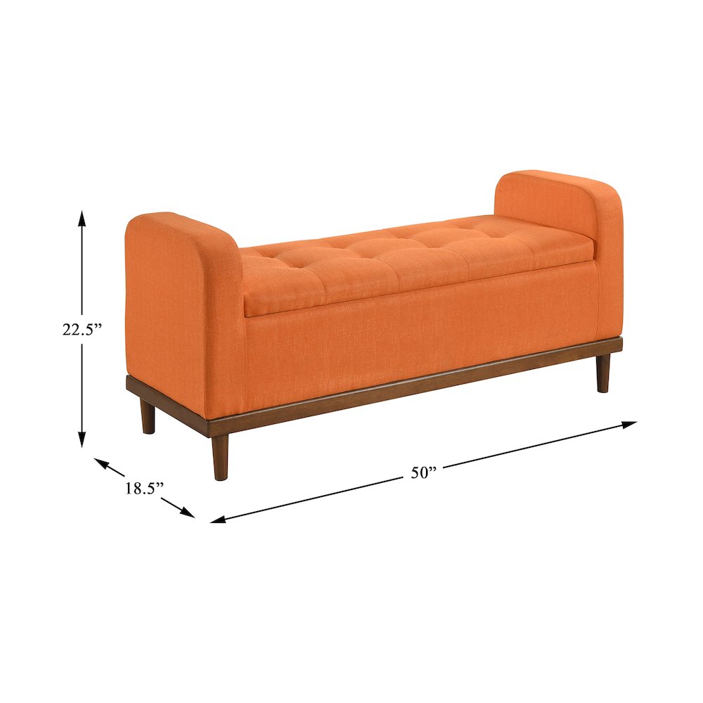 Brigitte Textured Lift Top Storage Bench in Orange. Picture 5