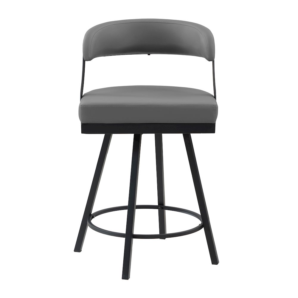 Crowley Faux leather Swivel Counter Height Chair in Gray. Picture 5