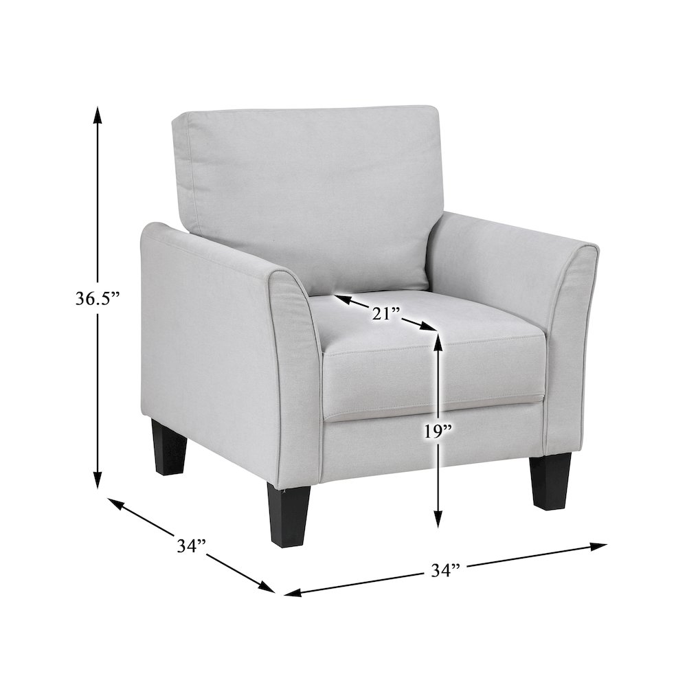 Aliana Textured 3pc Set: Sofa, Loveseat, Chair in Gray. Picture 13