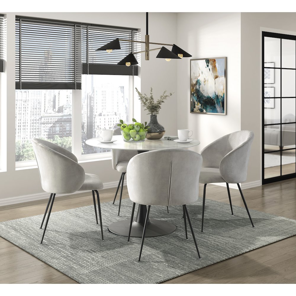 Cosimo Velvet Dining Room Side Chair, set of 2 in Beige. Picture 2