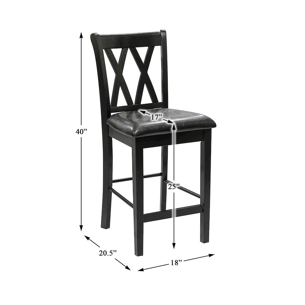 Norman Solid Wood Counter Height Dining Table Set (Set of 5) in Black. Picture 5
