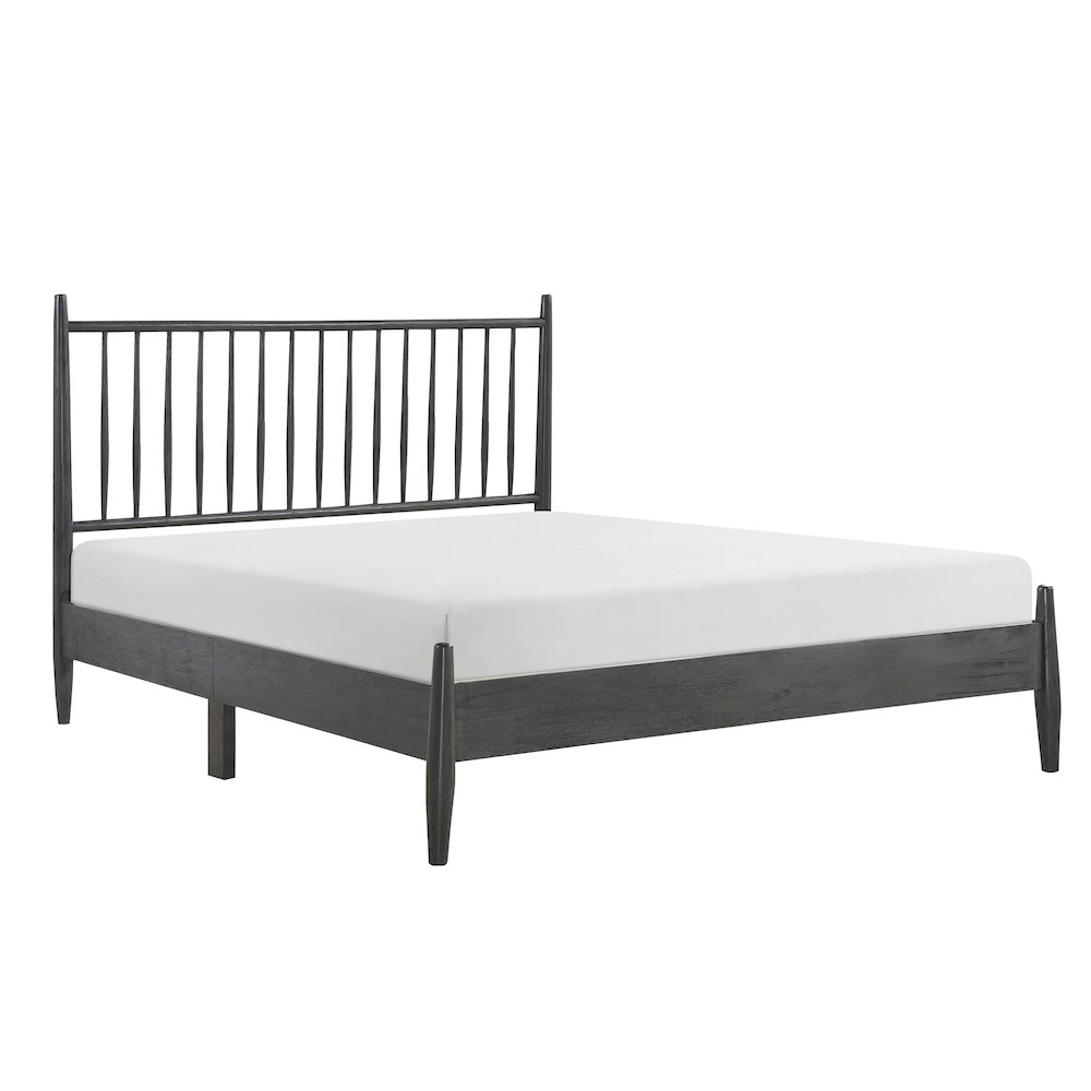 Brickell Rubberwood Queen Platform Bed in Gray. Picture 1