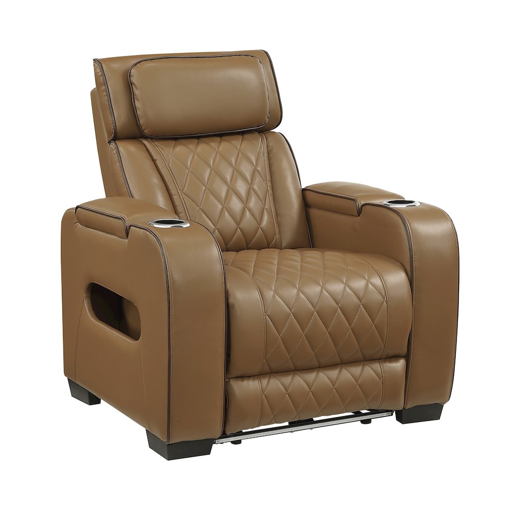 Fairway Faux Leather 2pc Set: Sofa, Loveseat, Chair in Brown. Picture 1