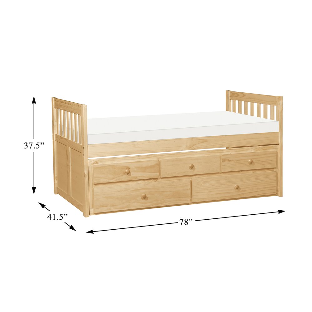 Bartly Pine Twin Over Twin Trundle Bed in Natural Pine. Picture 7