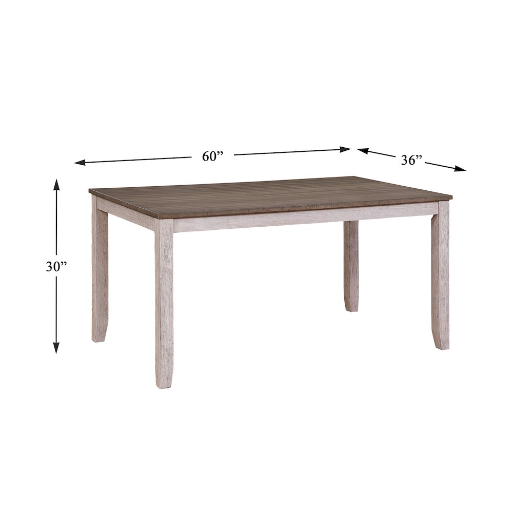 Ithaca Wood Veneer Dining Room Table in Grayish White and Brown Finish. Picture 4