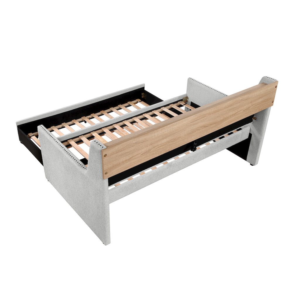 Baxter Textured Daybed with Trundle in Light Gray. Picture 6