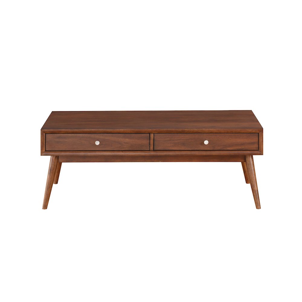 Frolic Rubberwood Cocktail Table with Two Functional Drawers in Brown. Picture 3