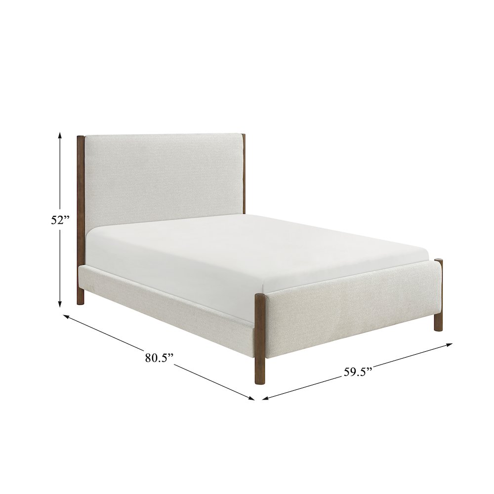 Julian Chenille Full Platform Bed in Beige. Picture 4