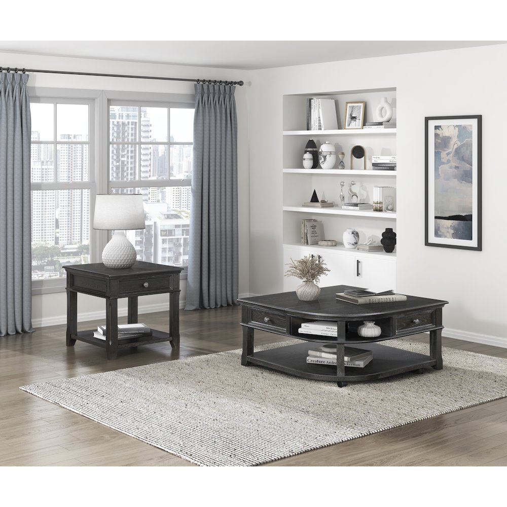 Muriel Pine End Table in Charcoal. Picture 2