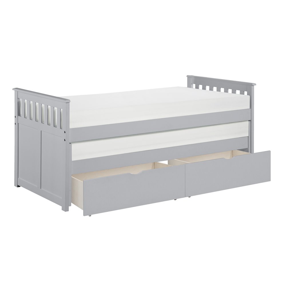 Orion Pine Twin/Twin Bed with Storage Boxes in Gray. Picture 5